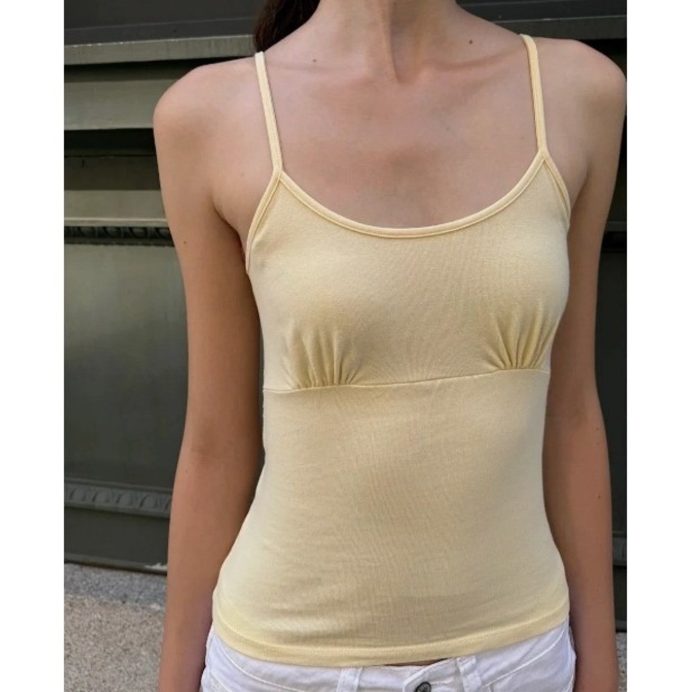 John Galt Brandy Melville | Yellow Lace Up Back Cami Tank Top | OS